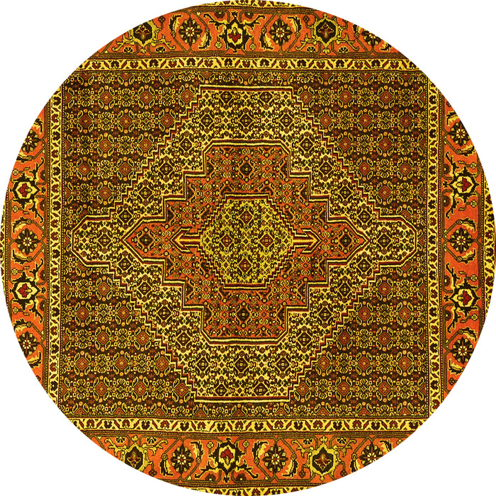 Round Machine Washable Persian Yellow Traditional Rug, wshtr2433yw