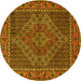 Round Machine Washable Persian Yellow Traditional Rug, wshtr2433yw