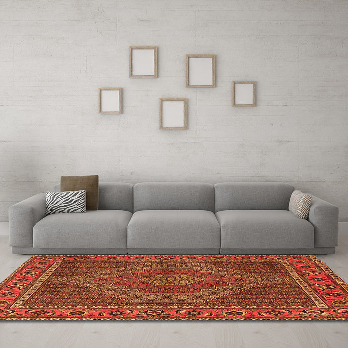 Machine Washable Persian Orange Traditional Area Rugs in a Living Room, wshtr2433org