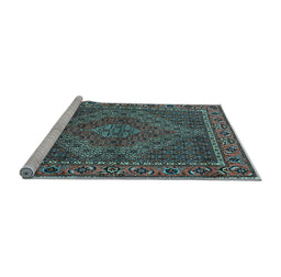 Sideview of Machine Washable Persian Light Blue Traditional Rug, wshtr2433lblu