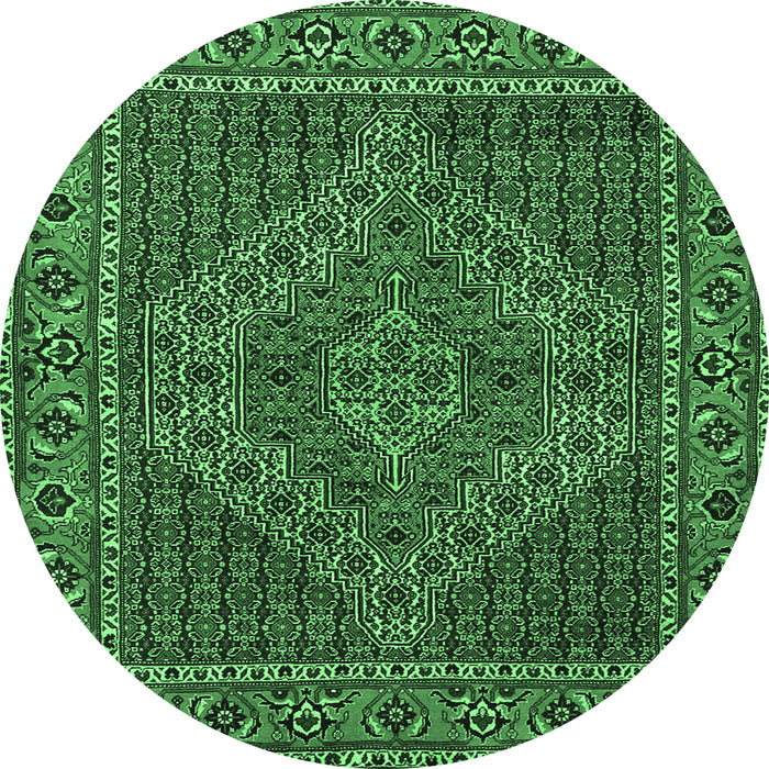 Round Machine Washable Persian Emerald Green Traditional Area Rugs, wshtr2433emgrn