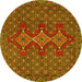 Round Machine Washable Persian Yellow Traditional Rug, wshtr2434yw