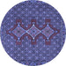 Round Machine Washable Persian Blue Traditional Rug, wshtr2434blu