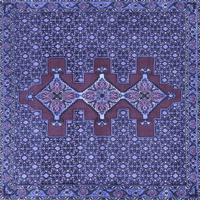 Square Machine Washable Persian Blue Traditional Rug, wshtr2434blu