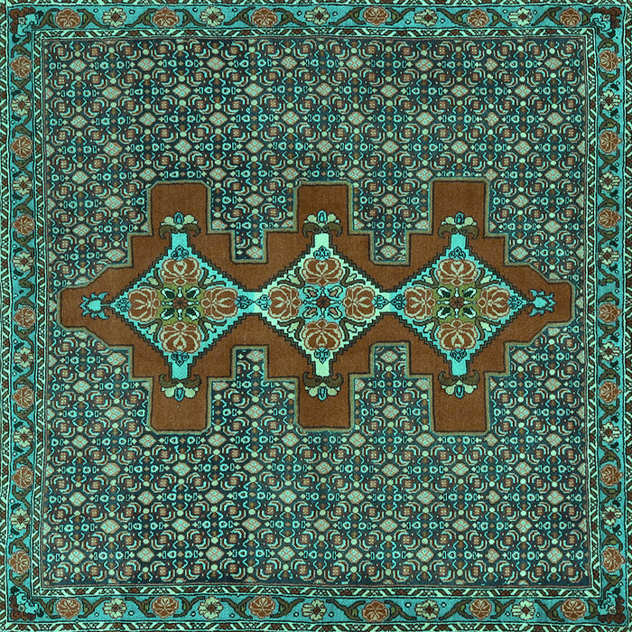 Square Persian Turquoise Traditional Rug, tr2434turq