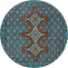 Round Machine Washable Persian Light Blue Traditional Rug, wshtr2434lblu