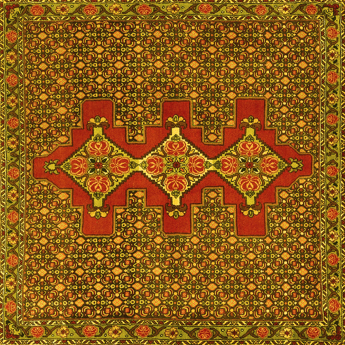 Square Machine Washable Persian Yellow Traditional Rug, wshtr2434yw