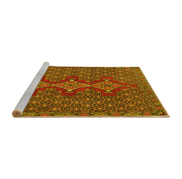 Sideview of Machine Washable Persian Yellow Traditional Rug, wshtr2434yw