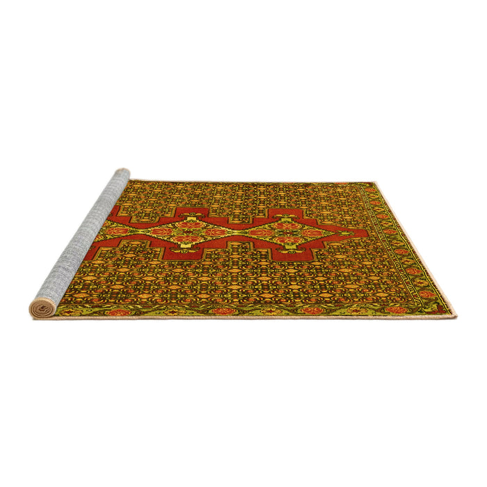 Sideview of Machine Washable Persian Yellow Traditional Rug, wshtr2434yw