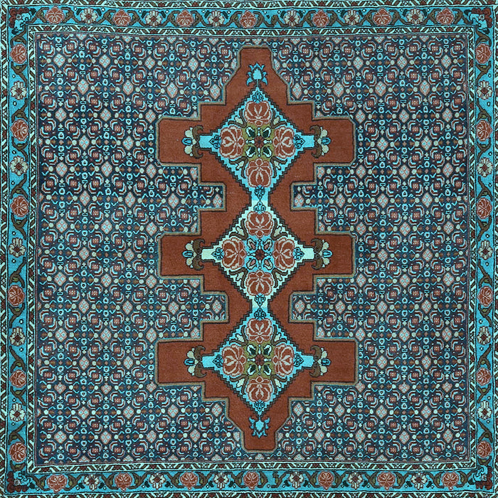 Square Machine Washable Persian Light Blue Traditional Rug, wshtr2434lblu