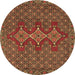 Round Machine Washable Persian Brown Traditional Rug, wshtr2434brn