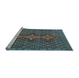 Sideview of Machine Washable Persian Light Blue Traditional Rug, wshtr2434lblu