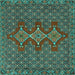 Square Machine Washable Persian Turquoise Traditional Area Rugs, wshtr2434turq