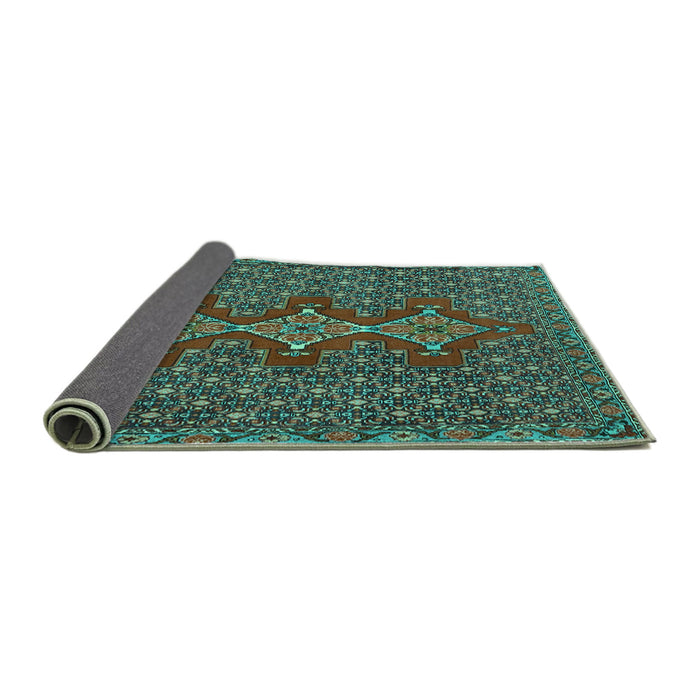 Sideview of Persian Turquoise Traditional Rug, tr2434turq