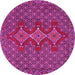 Round Machine Washable Persian Pink Traditional Rug, wshtr2434pnk