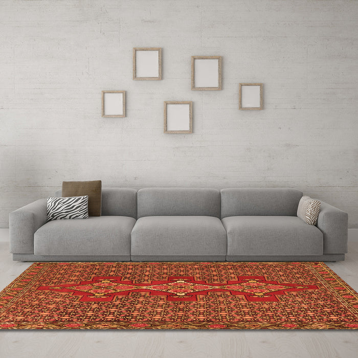 Machine Washable Persian Orange Traditional Area Rugs in a Living Room, wshtr2434org