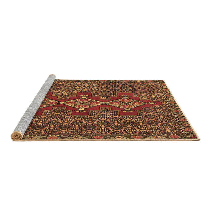 Sideview of Machine Washable Persian Brown Traditional Rug, wshtr2434brn