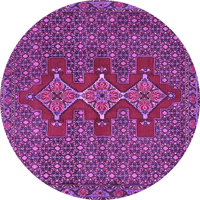 Round Machine Washable Persian Purple Traditional Area Rugs, wshtr2434pur