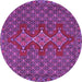 Round Machine Washable Persian Purple Traditional Area Rugs, wshtr2434pur