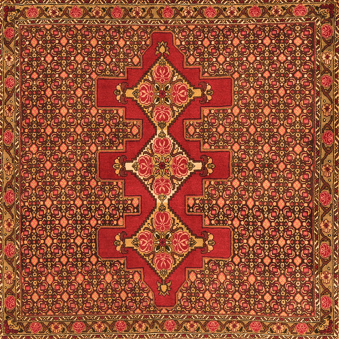 Round Machine Washable Persian Orange Traditional Area Rugs, wshtr2434org