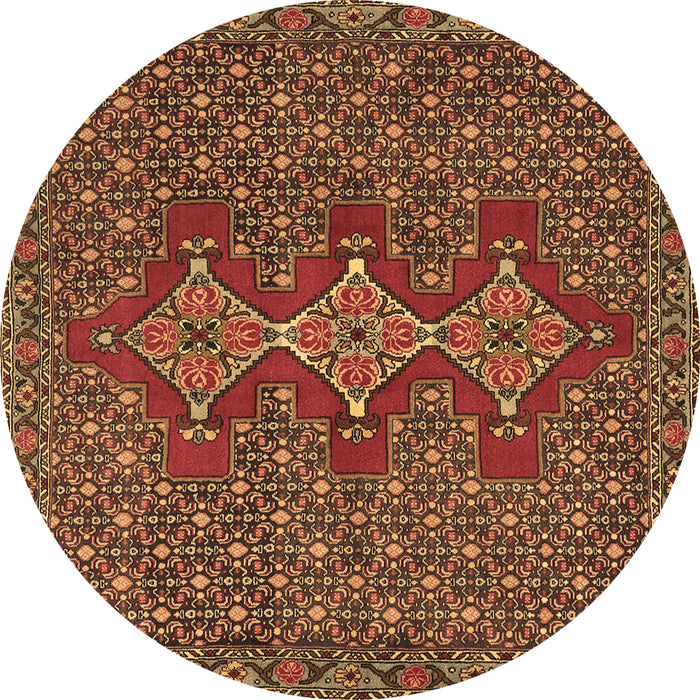 Round Persian Brown Traditional Rug, tr2434brn