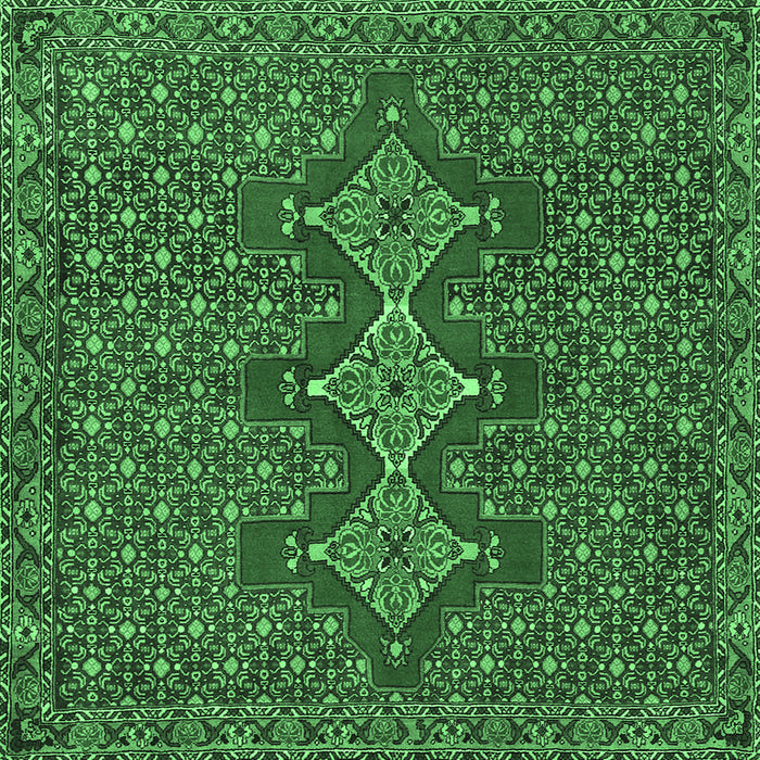 Square Machine Washable Persian Emerald Green Traditional Area Rugs, wshtr2434emgrn