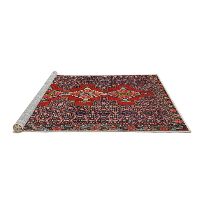 Sideview of Machine Washable Traditional Saffron Red Rug, wshtr2435