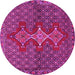 Round Machine Washable Persian Pink Traditional Rug, wshtr2435pnk