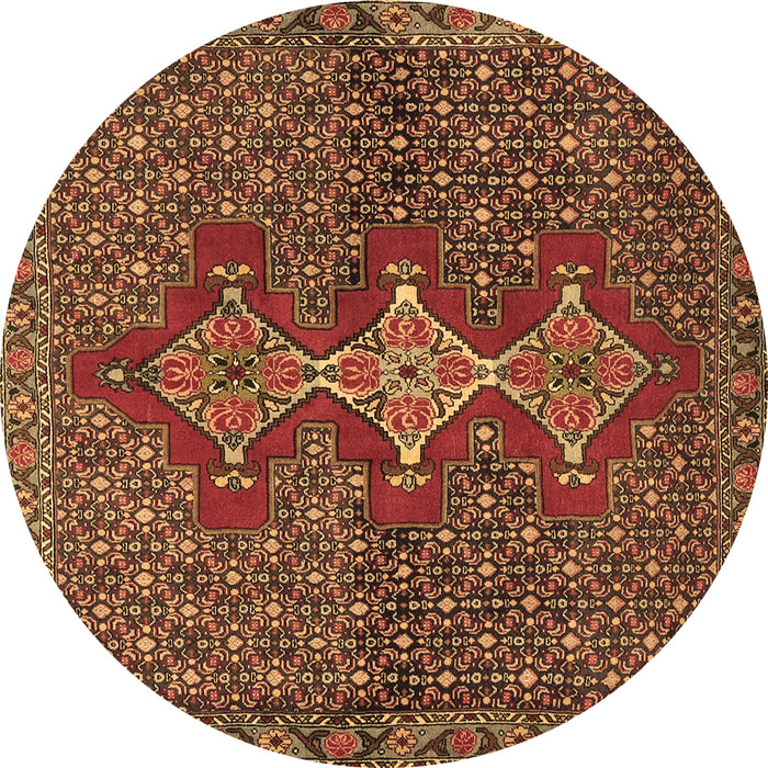 Round Persian Brown Traditional Rug, tr2435brn