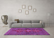 Machine Washable Persian Purple Traditional Area Rugs in a Living Room, wshtr2435pur