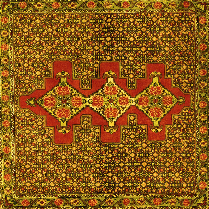 Square Machine Washable Persian Yellow Traditional Rug, wshtr2435yw