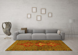 Machine Washable Persian Yellow Traditional Rug in a Living Room, wshtr2435yw