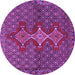 Round Persian Purple Traditional Rug, tr2435pur