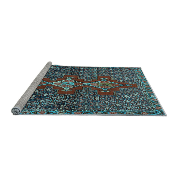 Sideview of Machine Washable Persian Light Blue Traditional Rug, wshtr2435lblu