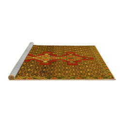 Sideview of Machine Washable Persian Yellow Traditional Rug, wshtr2435yw