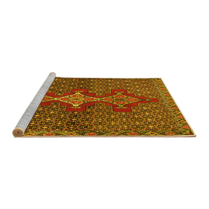 Sideview of Machine Washable Persian Yellow Traditional Rug, wshtr2435yw