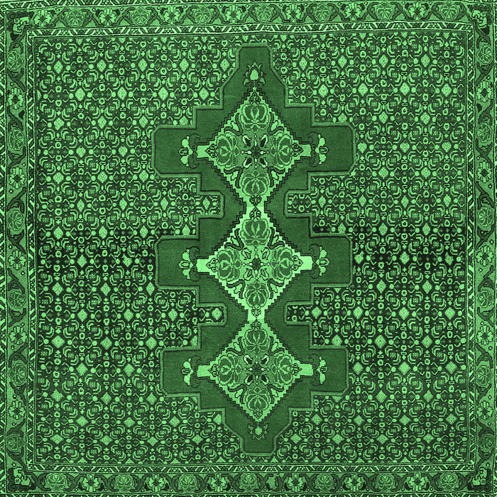 Square Machine Washable Persian Emerald Green Traditional Area Rugs, wshtr2435emgrn