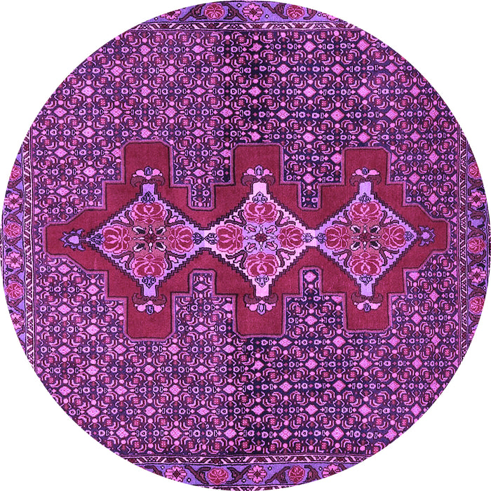 Round Machine Washable Persian Purple Traditional Area Rugs, wshtr2435pur