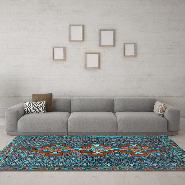 Machine Washable Persian Light Blue Traditional Rug in a Living Room, wshtr2435lblu