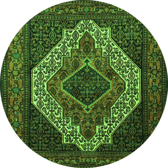 Square Medallion Green Traditional Rug, tr2436grn