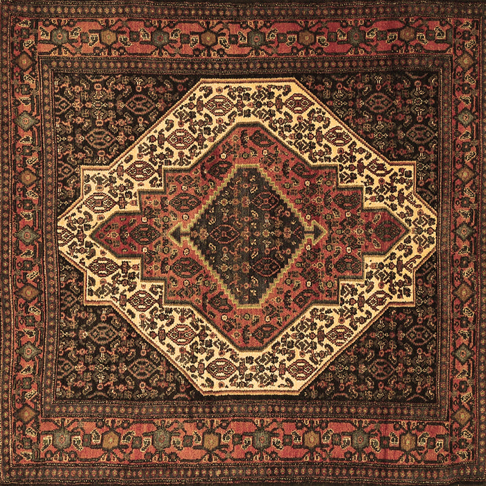 Square Machine Washable Medallion Brown Traditional Rug, wshtr2436brn