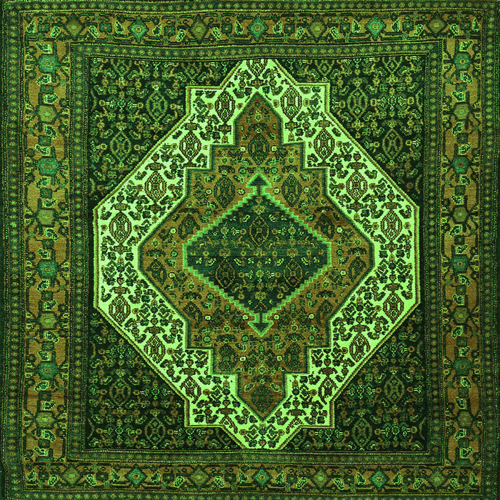 Serging Thickness of Medallion Green Traditional Rug, tr2436grn