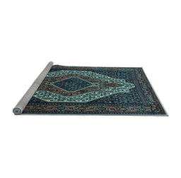 Sideview of Machine Washable Medallion Light Blue Traditional Rug, wshtr2436lblu