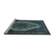 Sideview of Machine Washable Medallion Light Blue Traditional Rug, wshtr2436lblu