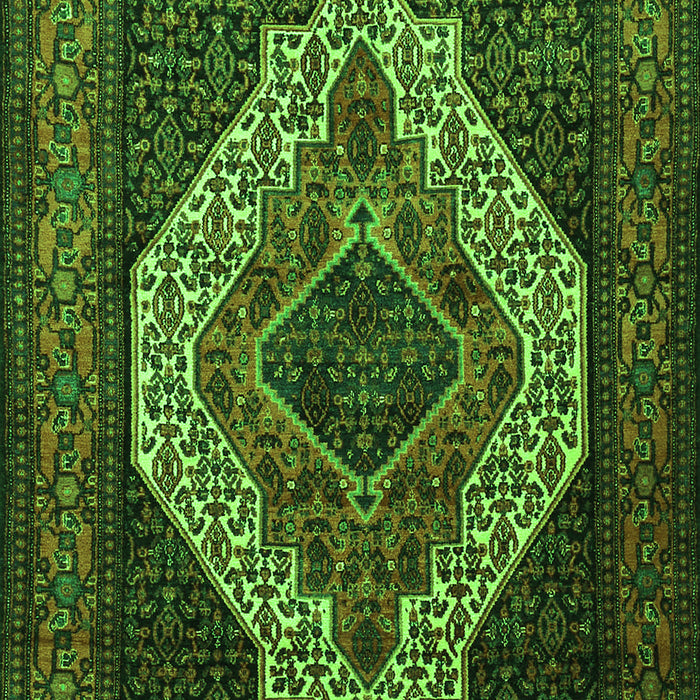 Serging Thickness of Machine Washable Medallion Green Traditional Area Rugs, wshtr2436grn