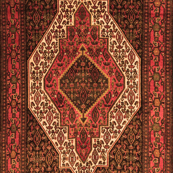 Serging Thickness of Machine Washable Medallion Orange Traditional Area Rugs, wshtr2436org