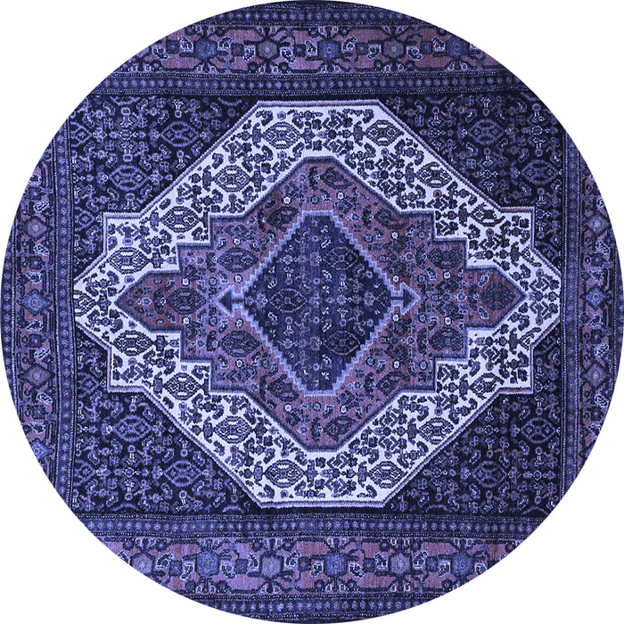Round Medallion Blue Traditional Rug, tr2436blu