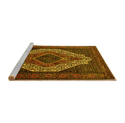 Sideview of Machine Washable Medallion Yellow Traditional Rug, wshtr2436yw