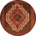 Machine Washable Medallion Orange Traditional Area Rugs, wshtr2436org