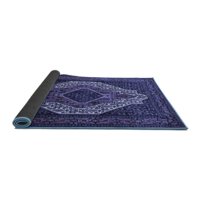 Sideview of Medallion Blue Traditional Rug, tr2436blu